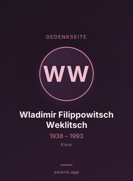 Gedenkportrait von Wladimir Filippowitsch Weklitsch