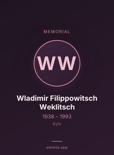 Memorial portrait of Wladimir Filippowitsch Weklitsch