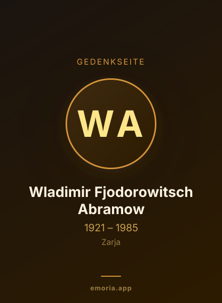 Gedenkportrait von Wladimir Fjodorowitsch Abramow