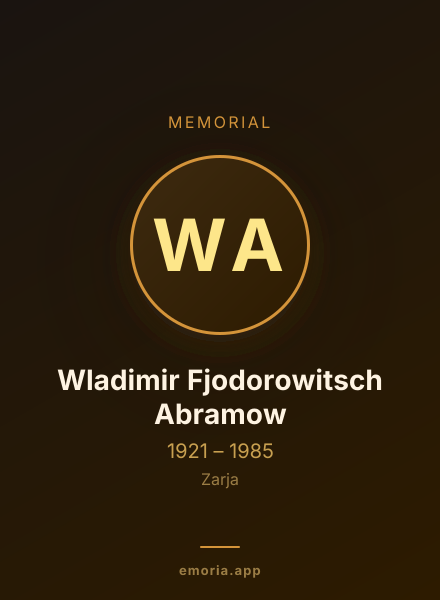 Memorial portrait of Wladimir Fjodorowitsch Abramow