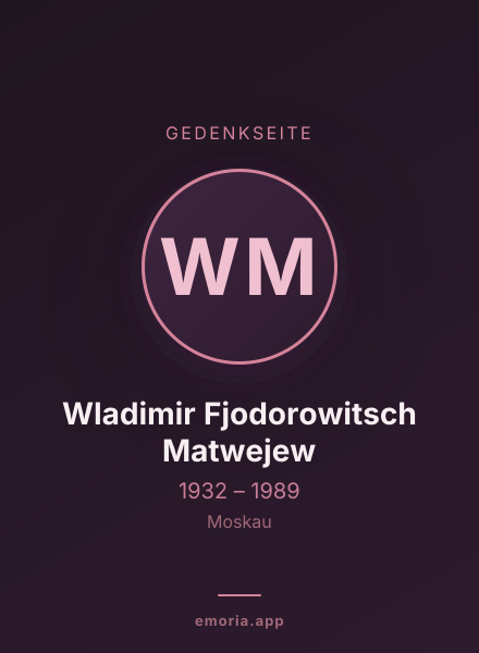 Gedenkportrait von Wladimir Fjodorowitsch Matwejew