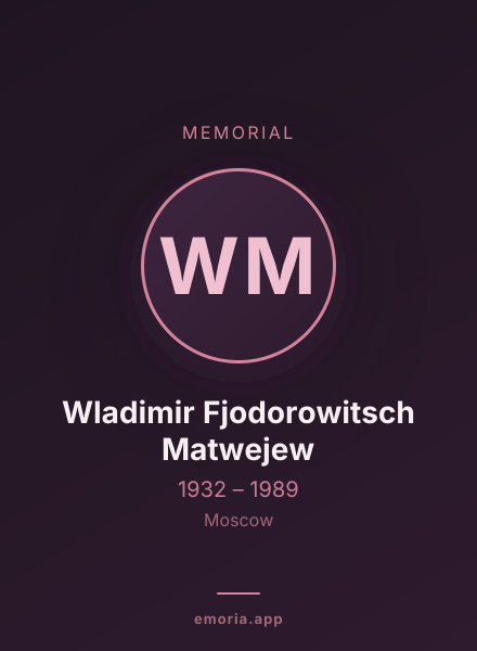 Memorial portrait of Wladimir Fjodorowitsch Matwejew