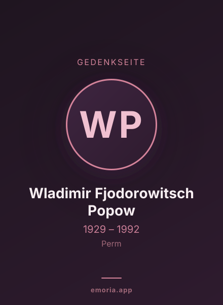 Gedenkportrait von Wladimir Fjodorowitsch Popow