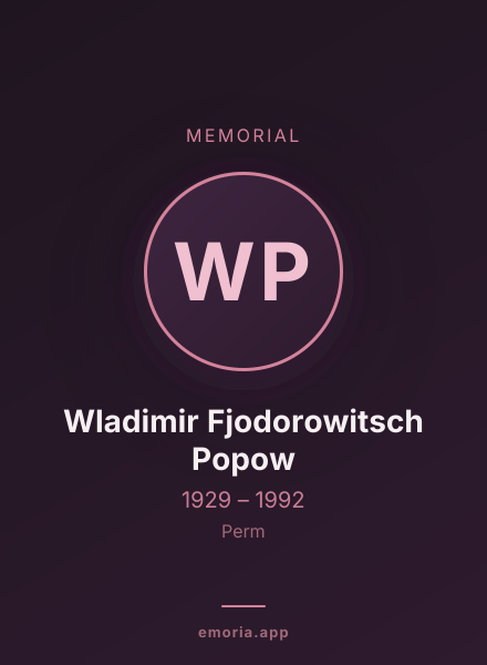 Memorial portrait of Wladimir Fjodorowitsch Popow