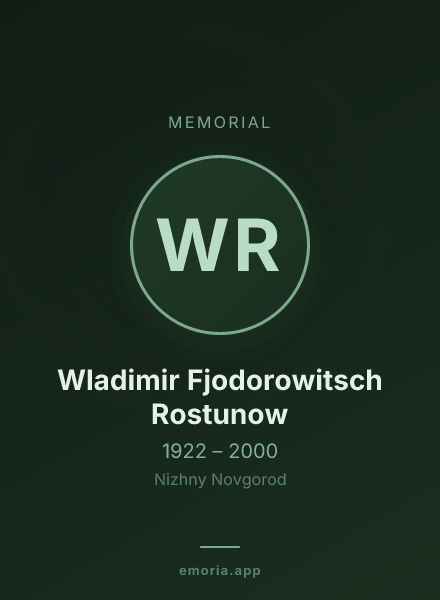 Memorial portrait of Wladimir Fjodorowitsch Rostunow