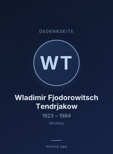Gedenkportrait von Wladimir Fjodorowitsch Tendrjakow