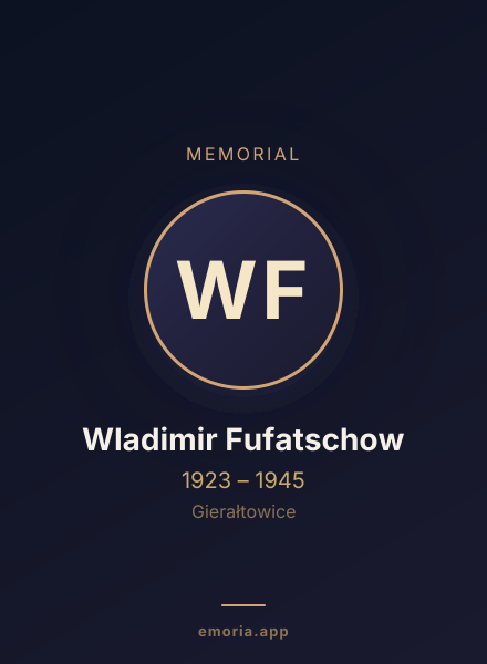 Memorial portrait of Wladimir Fufatschow