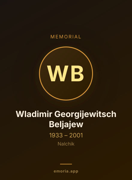Memorial portrait of Wladimir Georgijewitsch Beljajew