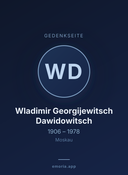 Gedenkportrait von Wladimir Georgijewitsch Dawidowitsch