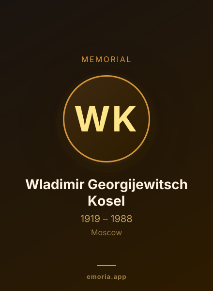 Memorial portrait of Wladimir Georgijewitsch Kosel