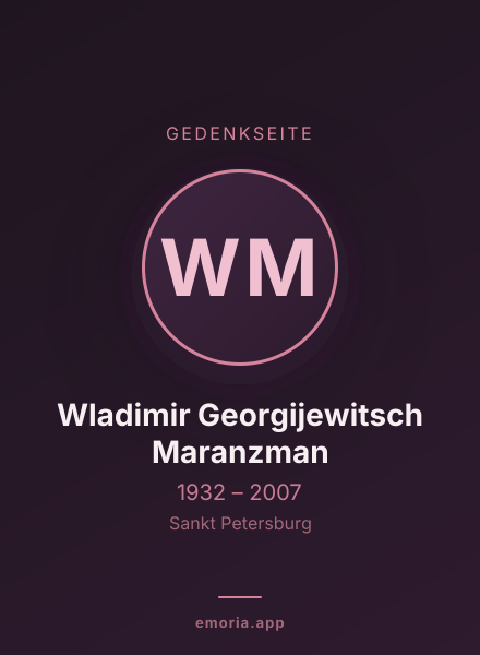 Gedenkportrait von Wladimir Georgijewitsch Maranzman