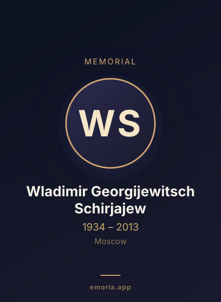 Memorial portrait of Wladimir Georgijewitsch Schirjajew
