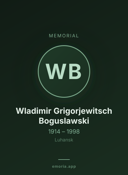 Memorial portrait of Wladimir Grigorjewitsch Boguslawski