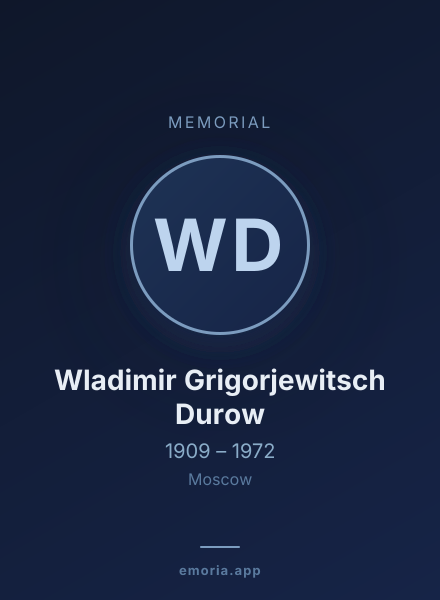 Memorial portrait of Wladimir Grigorjewitsch Durow