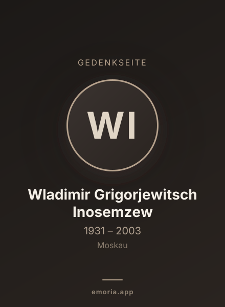 Gedenkportrait von Wladimir Grigorjewitsch Inosemzew