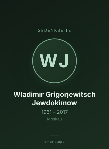 Gedenkportrait von Wladimir Grigorjewitsch Jewdokimow