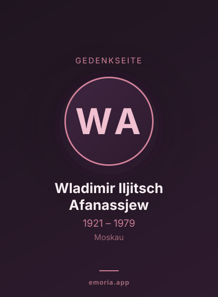 Gedenkportrait von Wladimir Iljitsch Afanassjew