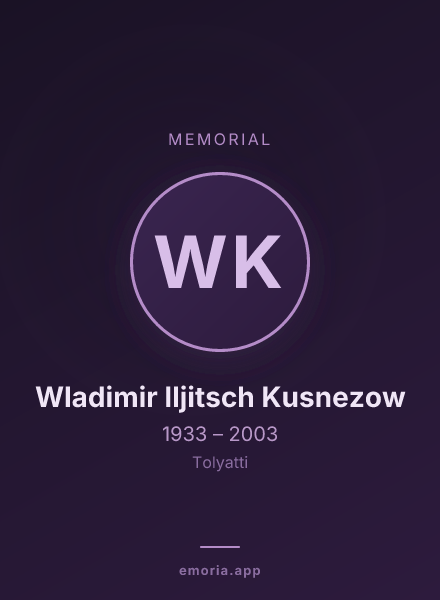 Memorial portrait of Wladimir Iljitsch Kusnezow