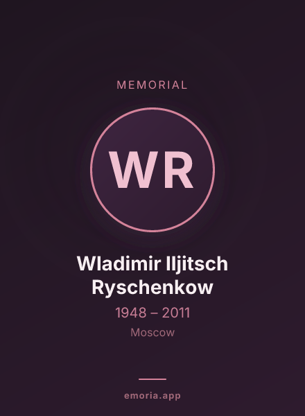 Memorial portrait of Wladimir Iljitsch Ryschenkow