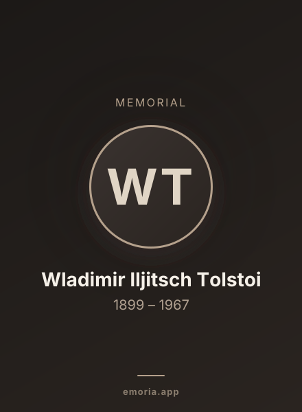 Memorial portrait of Wladimir Iljitsch Tolstoi