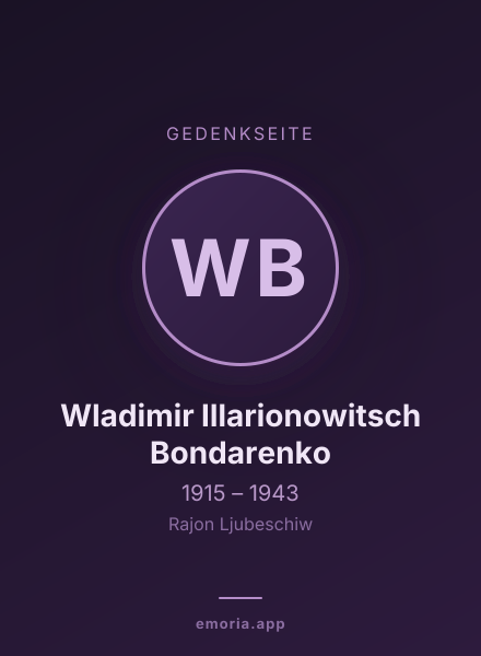 Gedenkportrait von Wladimir Illarionowitsch Bondarenko
