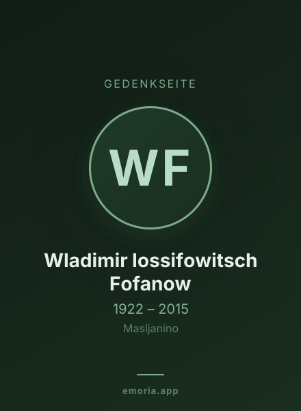 Gedenkportrait von Wladimir Iossifowitsch Fofanow