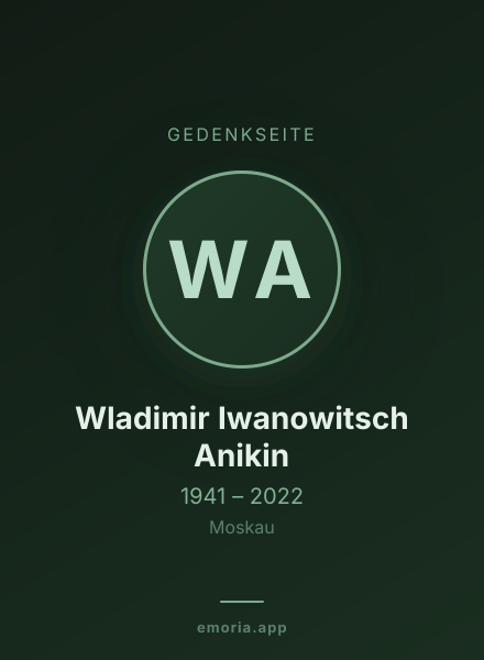 Gedenkportrait von Wladimir Iwanowitsch Anikin