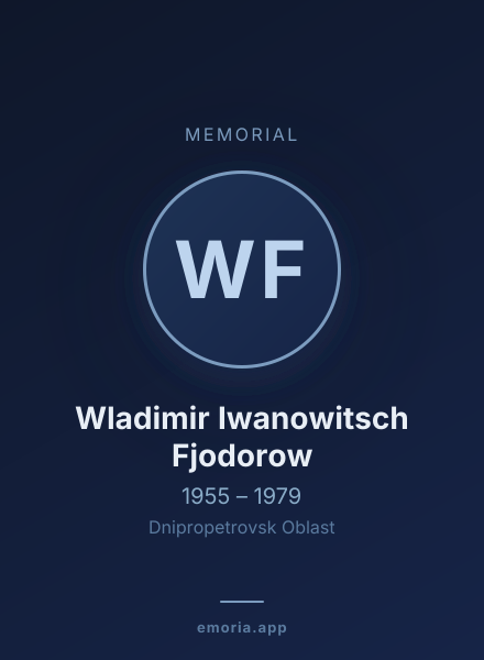 Memorial portrait of Wladimir Iwanowitsch Fjodorow