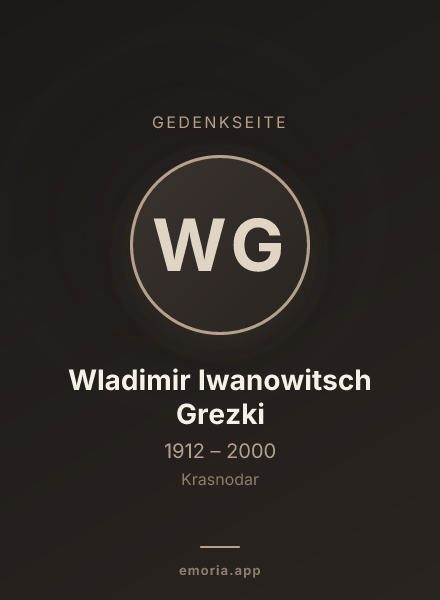 Gedenkportrait von Wladimir Iwanowitsch Grezki
