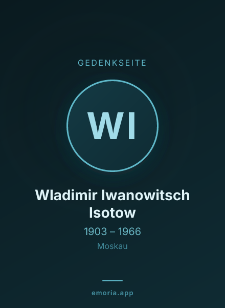 Gedenkportrait von Wladimir Iwanowitsch Isotow