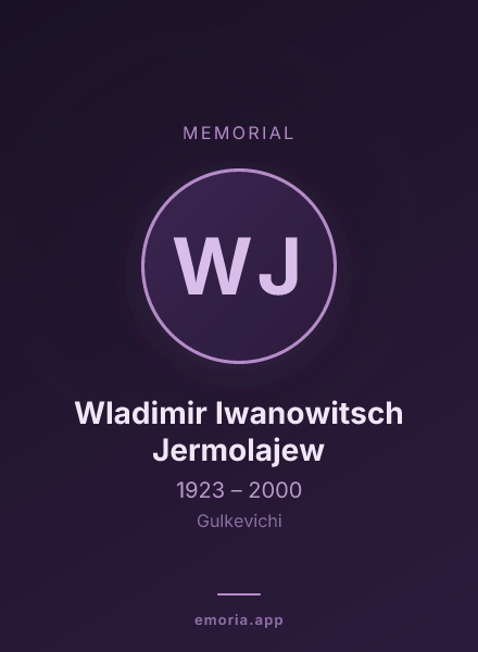 Memorial portrait of Wladimir Iwanowitsch Jermolajew