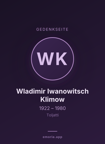 Gedenkportrait von Wladimir Iwanowitsch Klimow