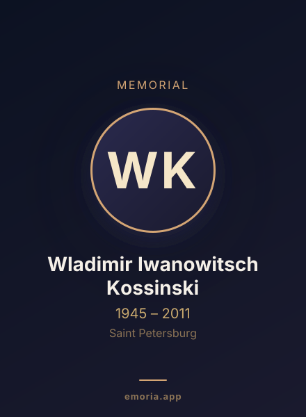 Memorial portrait of Wladimir Iwanowitsch Kossinski