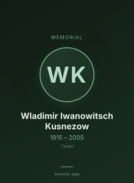 Memorial portrait of Wladimir Iwanowitsch Kusnezow