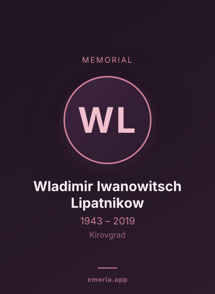 Memorial portrait of Wladimir Iwanowitsch Lipatnikow