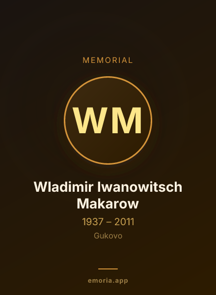 Memorial portrait of Wladimir Iwanowitsch Makarow