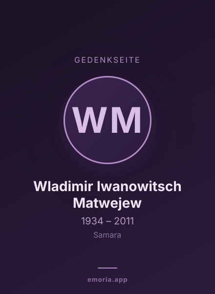 Gedenkportrait von Wladimir Iwanowitsch Matwejew