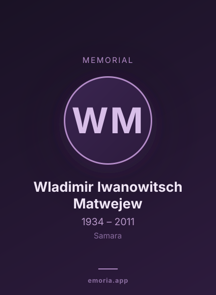 Memorial portrait of Wladimir Iwanowitsch Matwejew