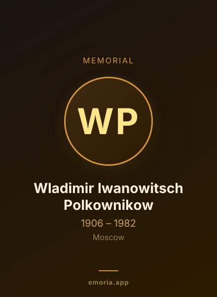 Memorial portrait of Wladimir Iwanowitsch Polkownikow