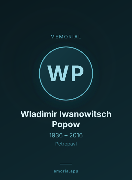 Memorial portrait of Wladimir Iwanowitsch Popow