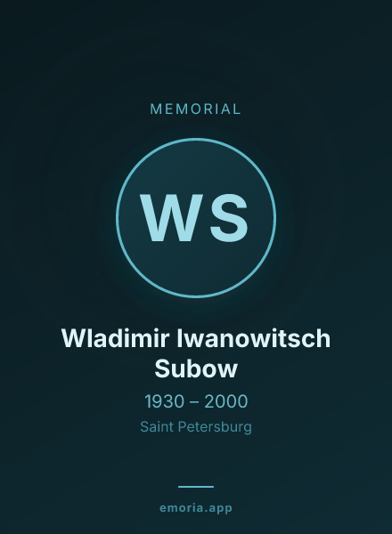 Memorial portrait of Wladimir Iwanowitsch Subow