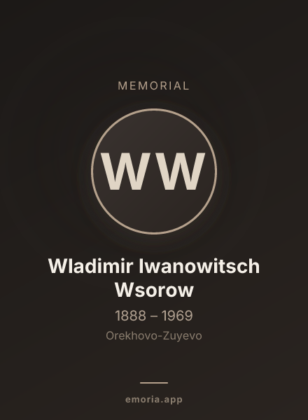 Memorial portrait of Wladimir Iwanowitsch Wsorow