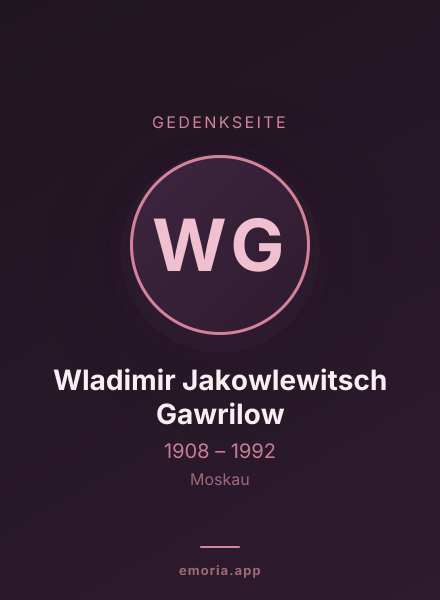Gedenkportrait von Wladimir Jakowlewitsch Gawrilow