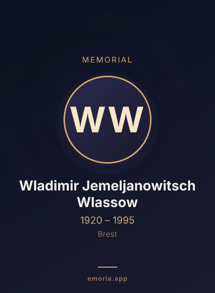 Memorial portrait of Wladimir Jemeljanowitsch Wlassow