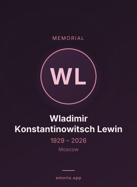 Memorial portrait of Wladimir Konstantinowitsch Lewin