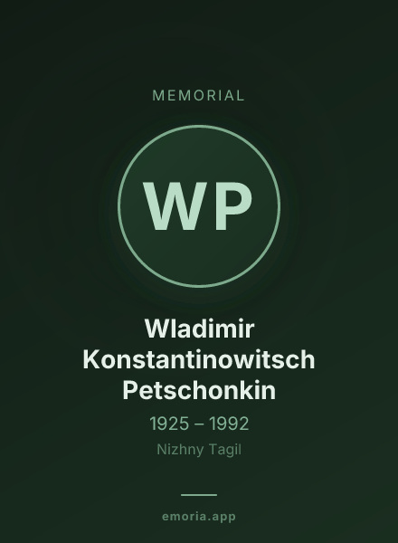 Memorial portrait of Wladimir Konstantinowitsch Petschonkin