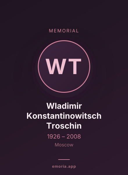 Memorial portrait of Wladimir Konstantinowitsch Troschin