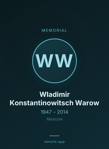 Memorial portrait of Wladimir Konstantinowitsch Warow