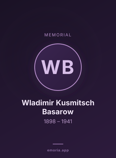 Memorial portrait of Wladimir Kusmitsch Basarow