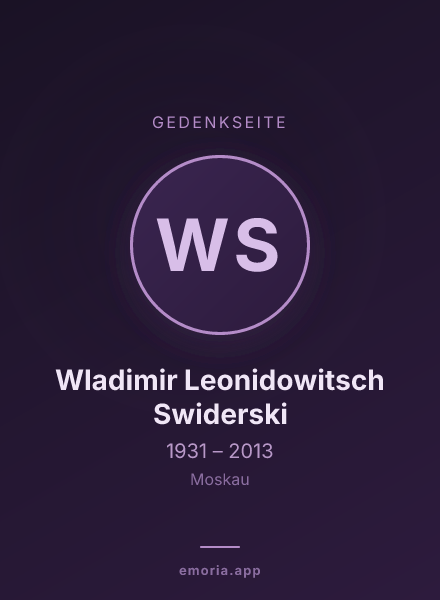 Gedenkportrait von Wladimir Leonidowitsch Swiderski
